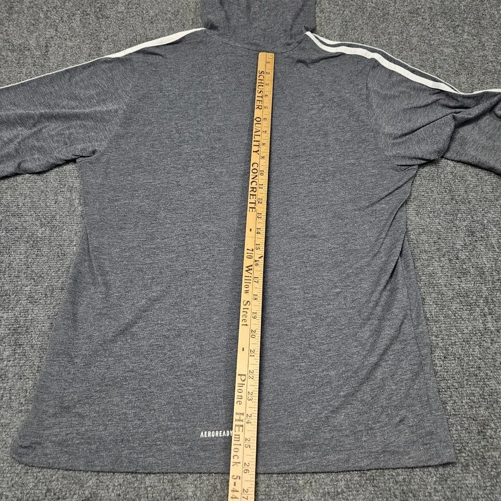 Adidas Lightweight Hooded Tshirt Mens M Gray LS Athletic Pullover Athleisure